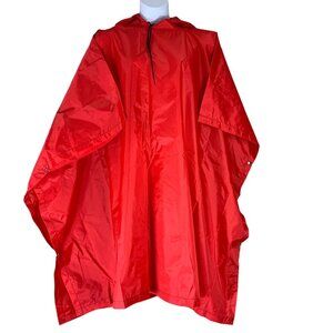 Rain Ponchos Plus Red Poncho Cinch Hood Snap Sides Waterproof